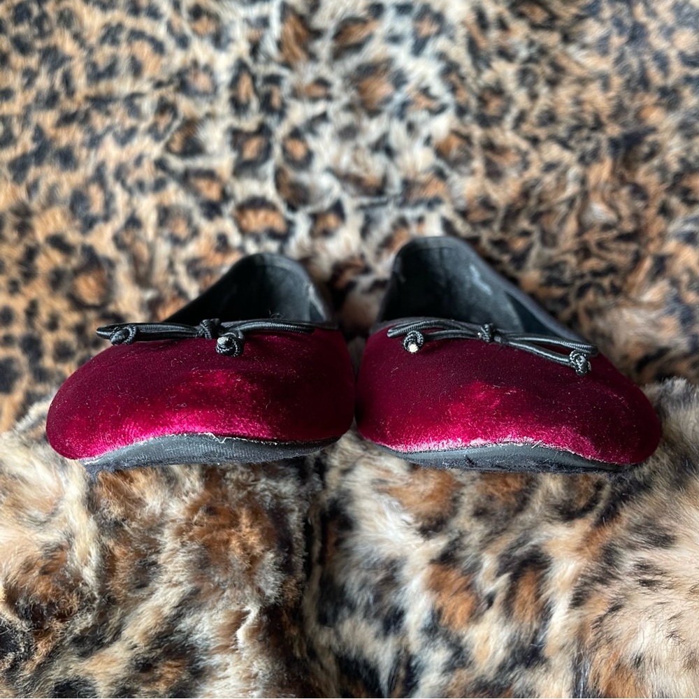 CLEARANCE πΉ Demonia Velvet Ballet Flats Wine Cranberry color 7 - Picture 5 of 10